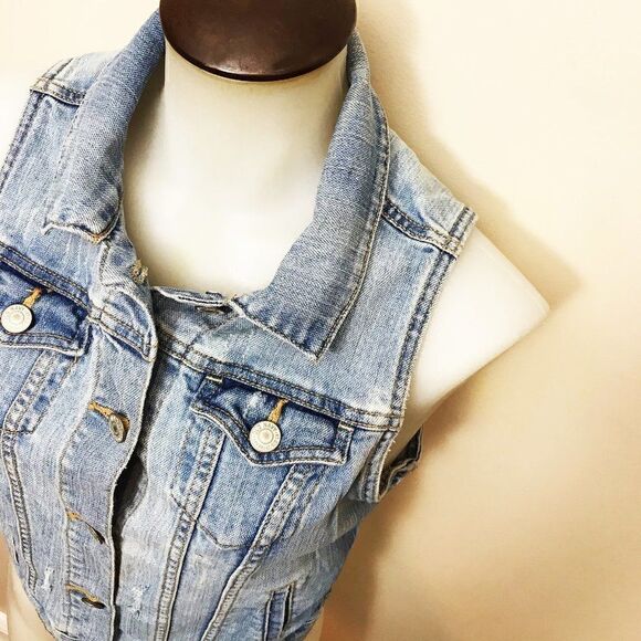 DENIM distressed blue vest - Picture 3 of 6